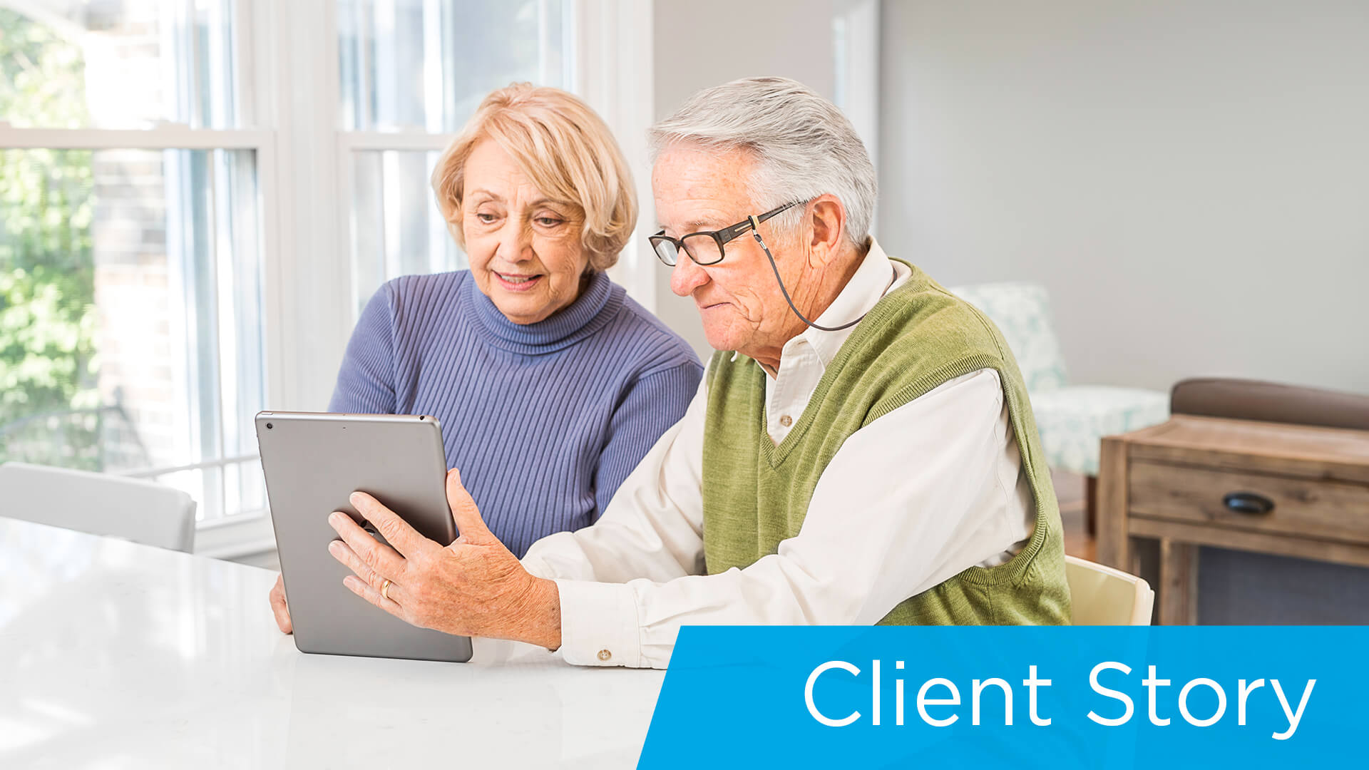 Client-telehealth_elderly couple using tablet for telehealth appointment